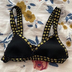 Black and Gold Neoprene Bikini Top